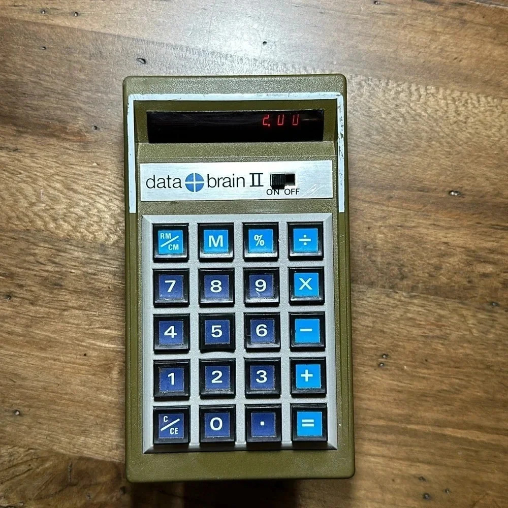 VTG Calfax data brain II calculator yellow/olive color WORKS!
